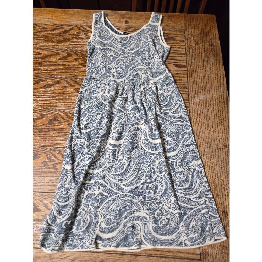 Peruvian Connection blue&cream paisley sweater dress sz XS